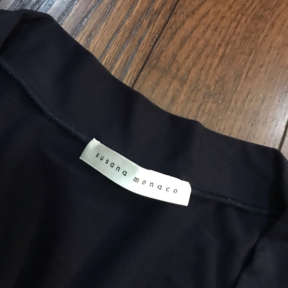 Susana Monaco 3/4 Sleeve Little Black Dress women's Size Small. Plunging v-neck - Picture 2 of 6